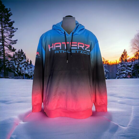 VTG Haterz Athletics Neon 80s Vibes Airbrush Pull Over Hoodie Skull Sz XXL - Picture 3 of 11